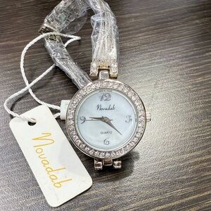 Silver Women's Watch with Crystal Bezel